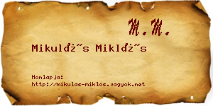 Mikulás Miklós névjegykártya